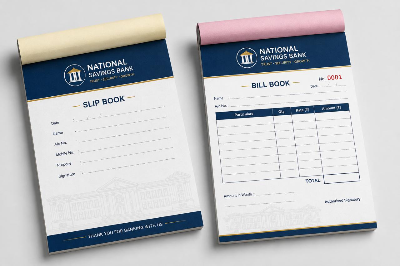 Custom printed slips and bill books for business billing